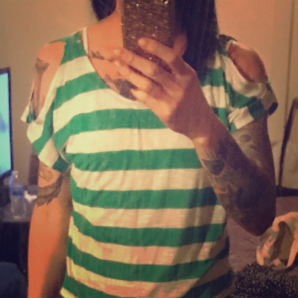 Green stripe shirt